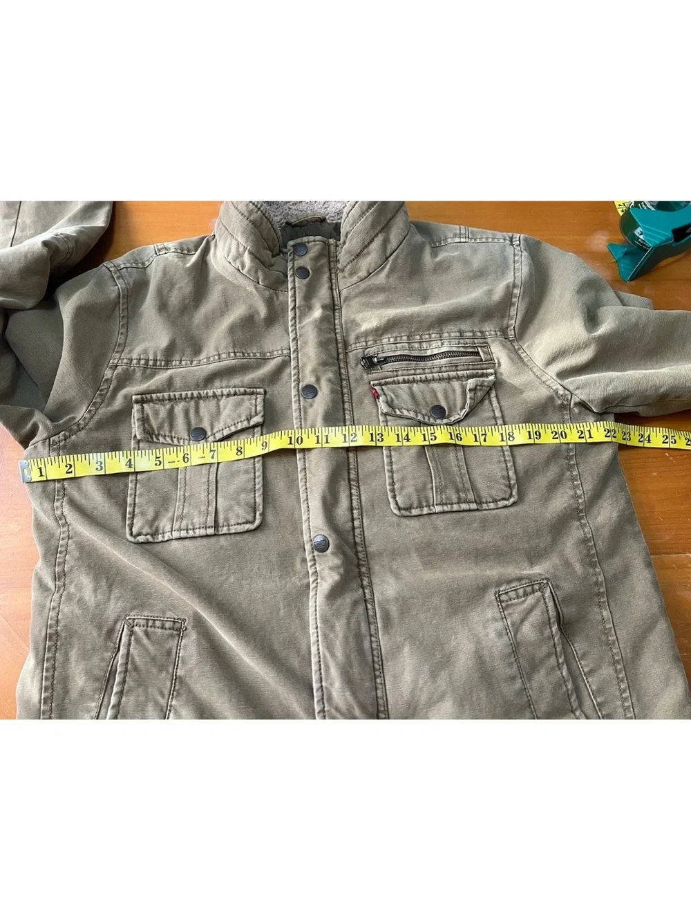 Levi's Men's Khaki Canvas Military Field Jacket Quilted Size M LM8CC046
